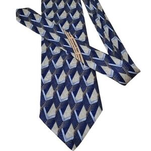 Ermenegildo Zegna Silk Tie Mens‎ Geometric Patterned Luxury Necktie